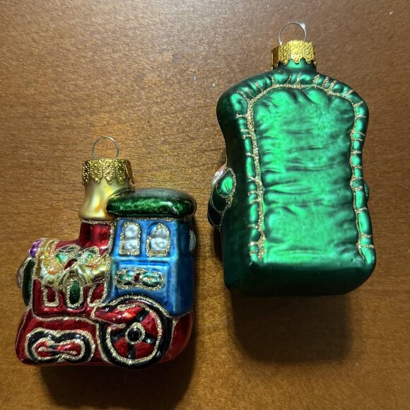 Vintage UT Santa & Train Christmas Ornaments Set Retro Hand Painted Blown Glass - Picture 6 of 7